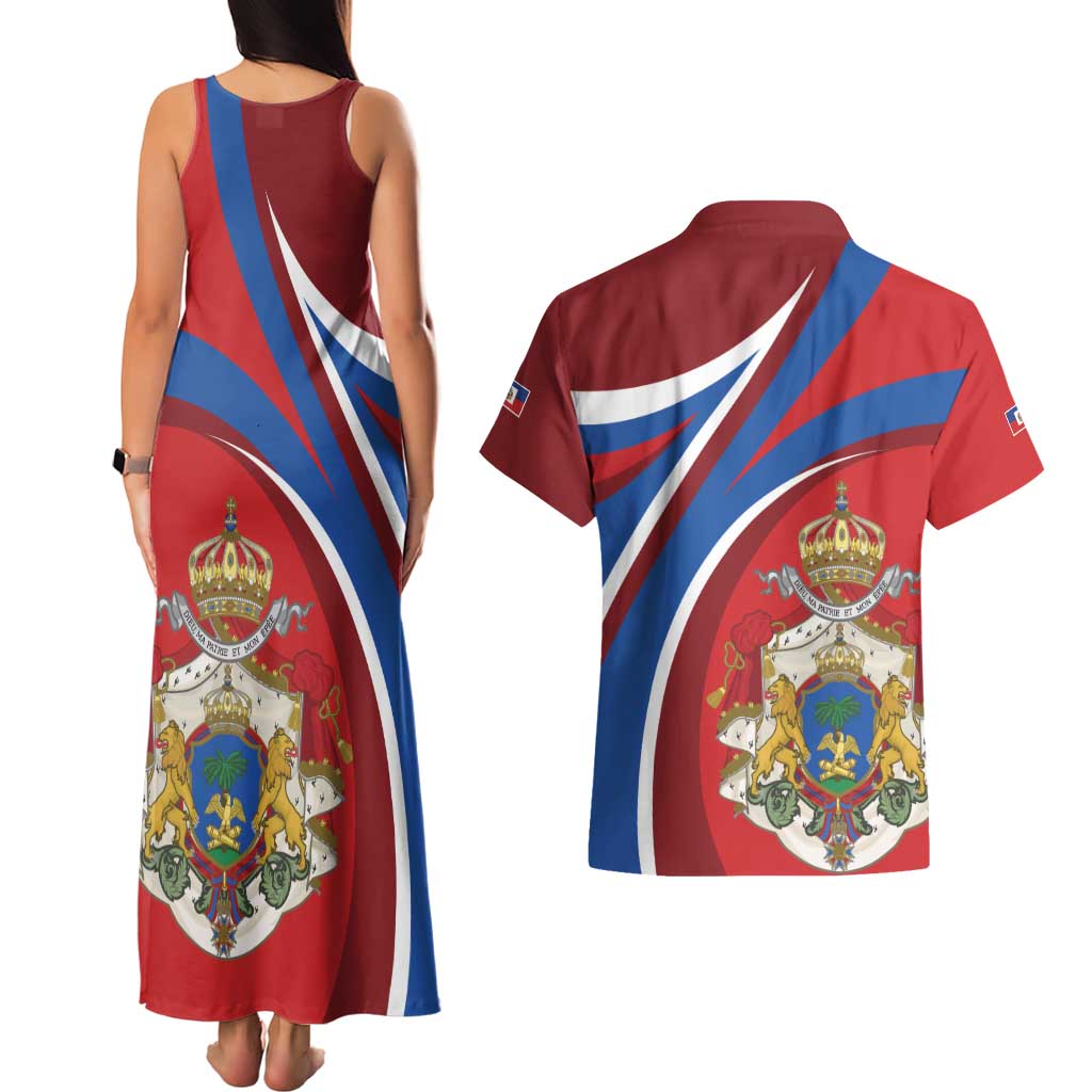 Second Empire of Haiti Personalized Couples Matching Tank Maxi Dress and Hawaiian Shirt Imperial Flag of Haiti 1849-1859