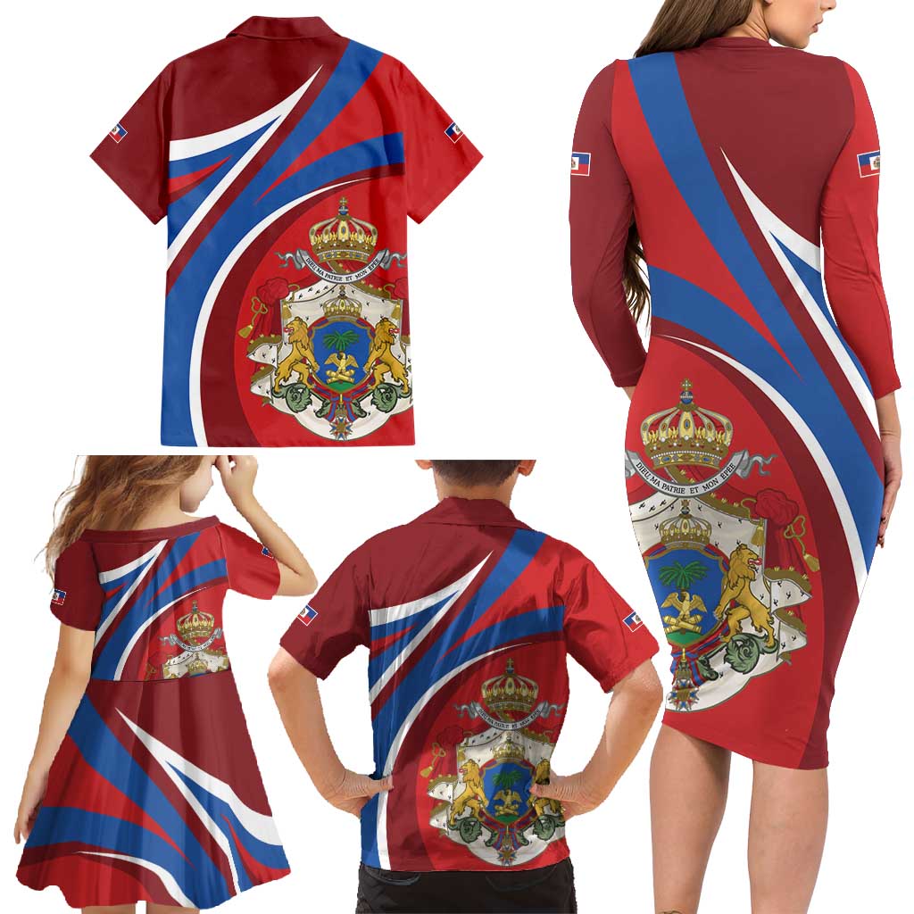Second Empire of Haiti Personalized Family Matching Long Sleeve Bodycon Dress and Hawaiian Shirt Imperial Flag of Haiti 1849-1859