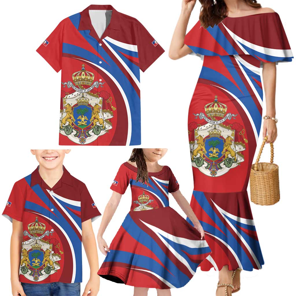 Second Empire of Haiti Personalized Family Matching Mermaid Dress and Hawaiian Shirt Imperial Flag of Haiti 1849-1859