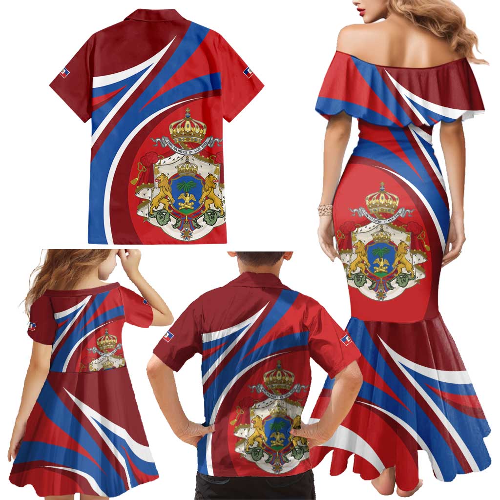 Second Empire of Haiti Personalized Family Matching Mermaid Dress and Hawaiian Shirt Imperial Flag of Haiti 1849-1859