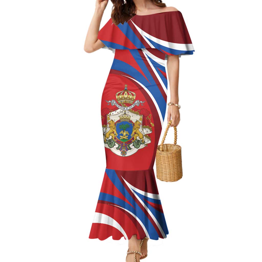 Second Empire of Haiti Personalized Family Matching Mermaid Dress and Hawaiian Shirt Imperial Flag of Haiti 1849-1859