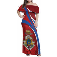 Second Empire of Haiti Personalized Family Matching Off Shoulder Maxi Dress and Hawaiian Shirt Imperial Flag of Haiti 1849-1859