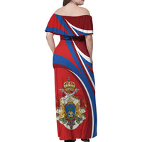 Second Empire of Haiti Personalized Family Matching Off Shoulder Maxi Dress and Hawaiian Shirt Imperial Flag of Haiti 1849-1859
