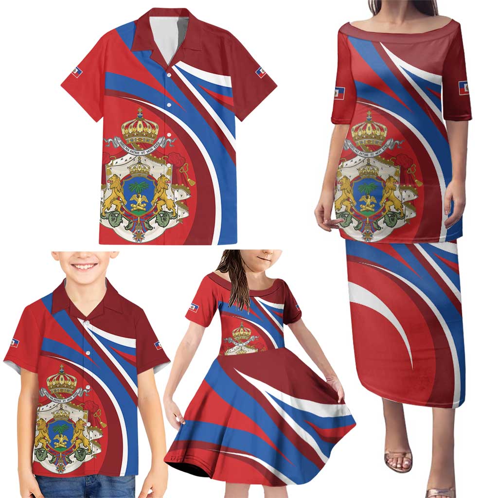 Second Empire of Haiti Personalized Family Matching Puletasi and Hawaiian Shirt Imperial Flag of Haiti 1849-1859