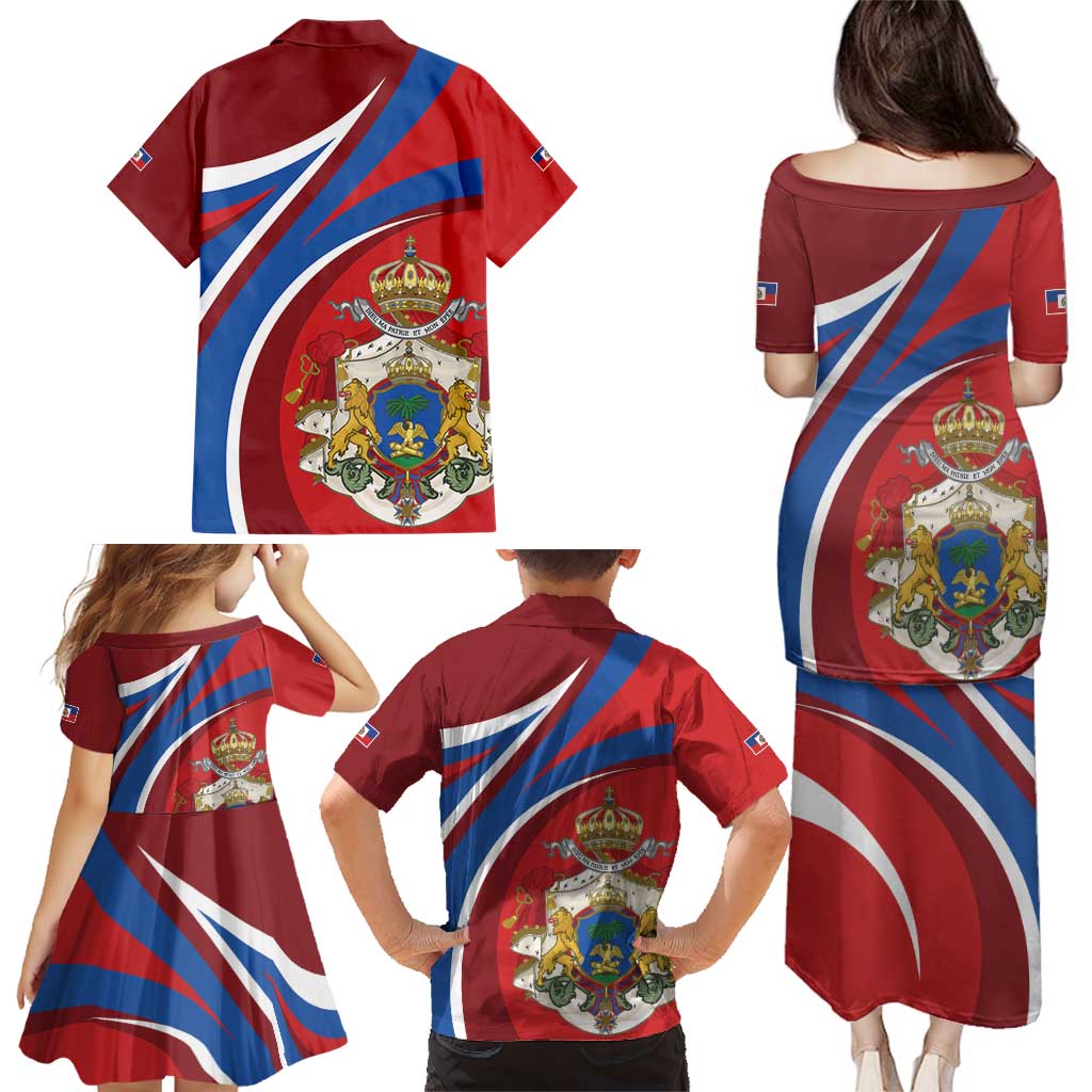 Second Empire of Haiti Personalized Family Matching Puletasi and Hawaiian Shirt Imperial Flag of Haiti 1849-1859