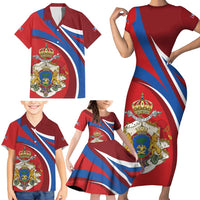 Second Empire of Haiti Personalized Family Matching Short Sleeve Bodycon Dress and Hawaiian Shirt Imperial Flag of Haiti 1849-1859