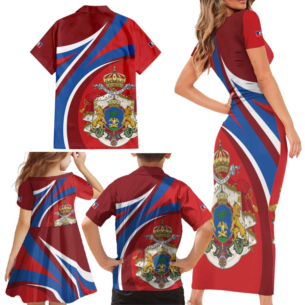 Second Empire of Haiti Personalized Family Matching Short Sleeve Bodycon Dress and Hawaiian Shirt Imperial Flag of Haiti 1849-1859