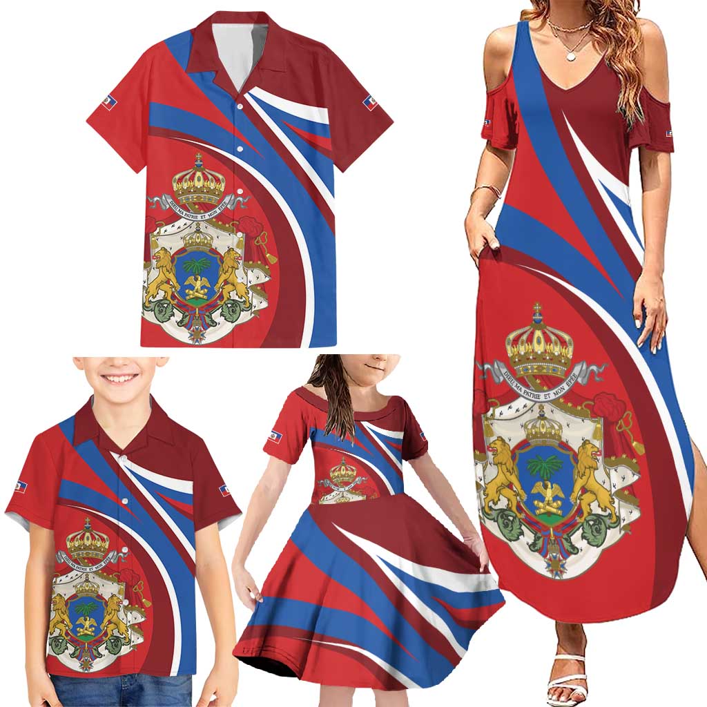 Second Empire of Haiti Personalized Family Matching Summer Maxi Dress and Hawaiian Shirt Imperial Flag of Haiti 1849-1859
