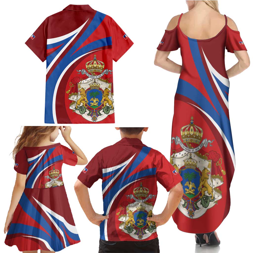 Second Empire of Haiti Personalized Family Matching Summer Maxi Dress and Hawaiian Shirt Imperial Flag of Haiti 1849-1859