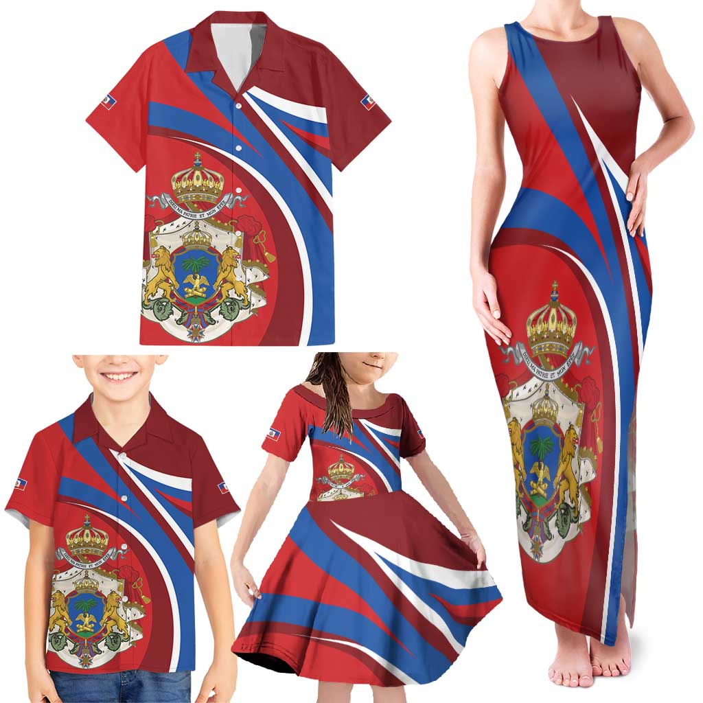 Second Empire of Haiti Personalized Family Matching Tank Maxi Dress and Hawaiian Shirt Imperial Flag of Haiti 1849-1859