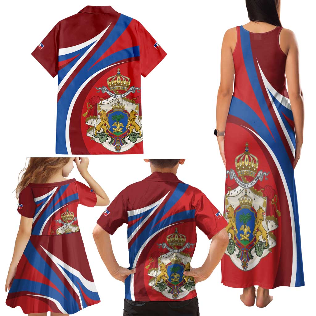 Second Empire of Haiti Personalized Family Matching Tank Maxi Dress and Hawaiian Shirt Imperial Flag of Haiti 1849-1859