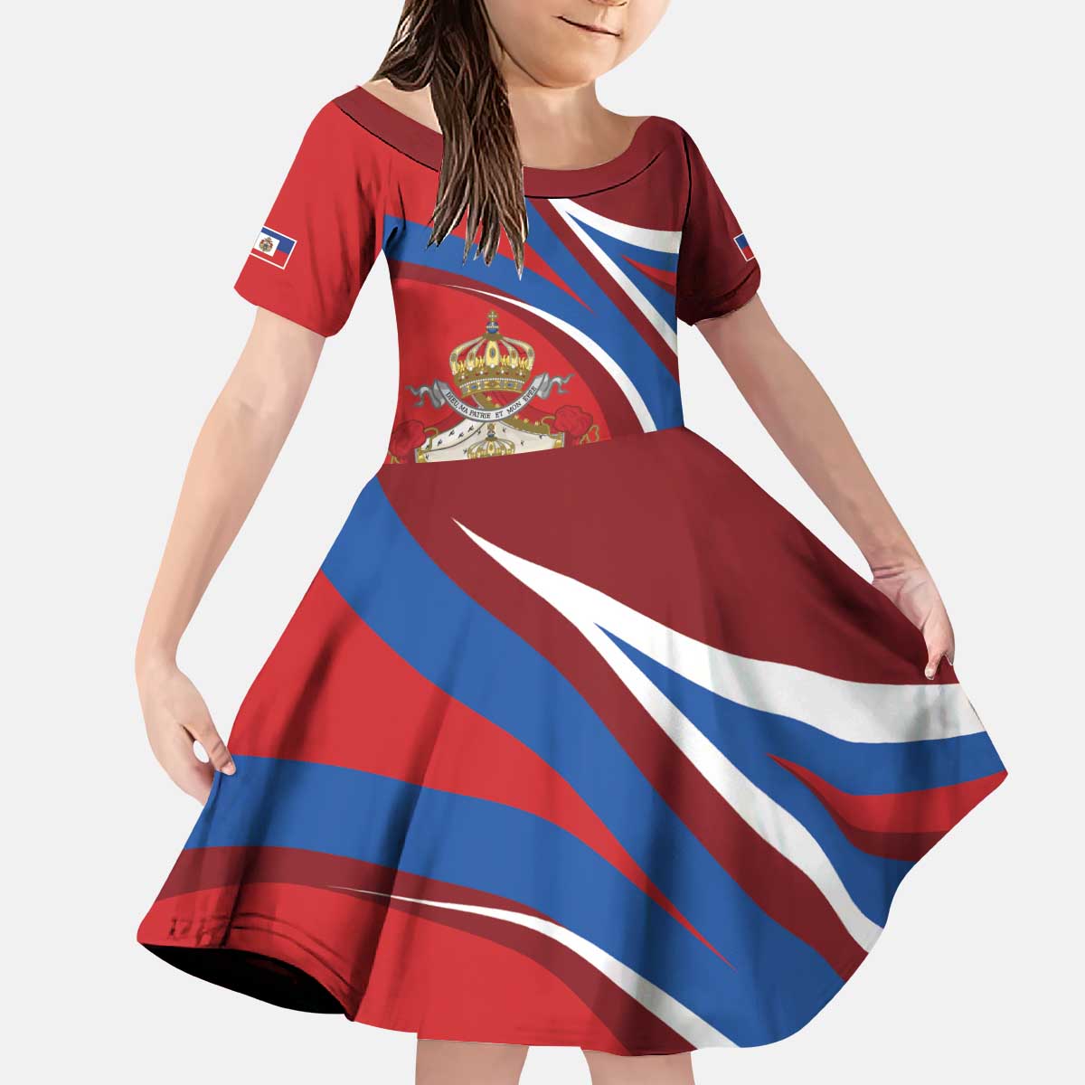 Second Empire of Haiti Personalized Kid Short Sleeve Dress Imperial Flag of Haiti 1849-1859