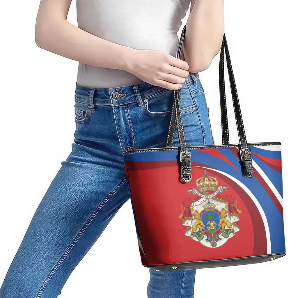 Second Empire of Haiti Personalized Leather Tote Bag Imperial Flag of Haiti 1849-1859
