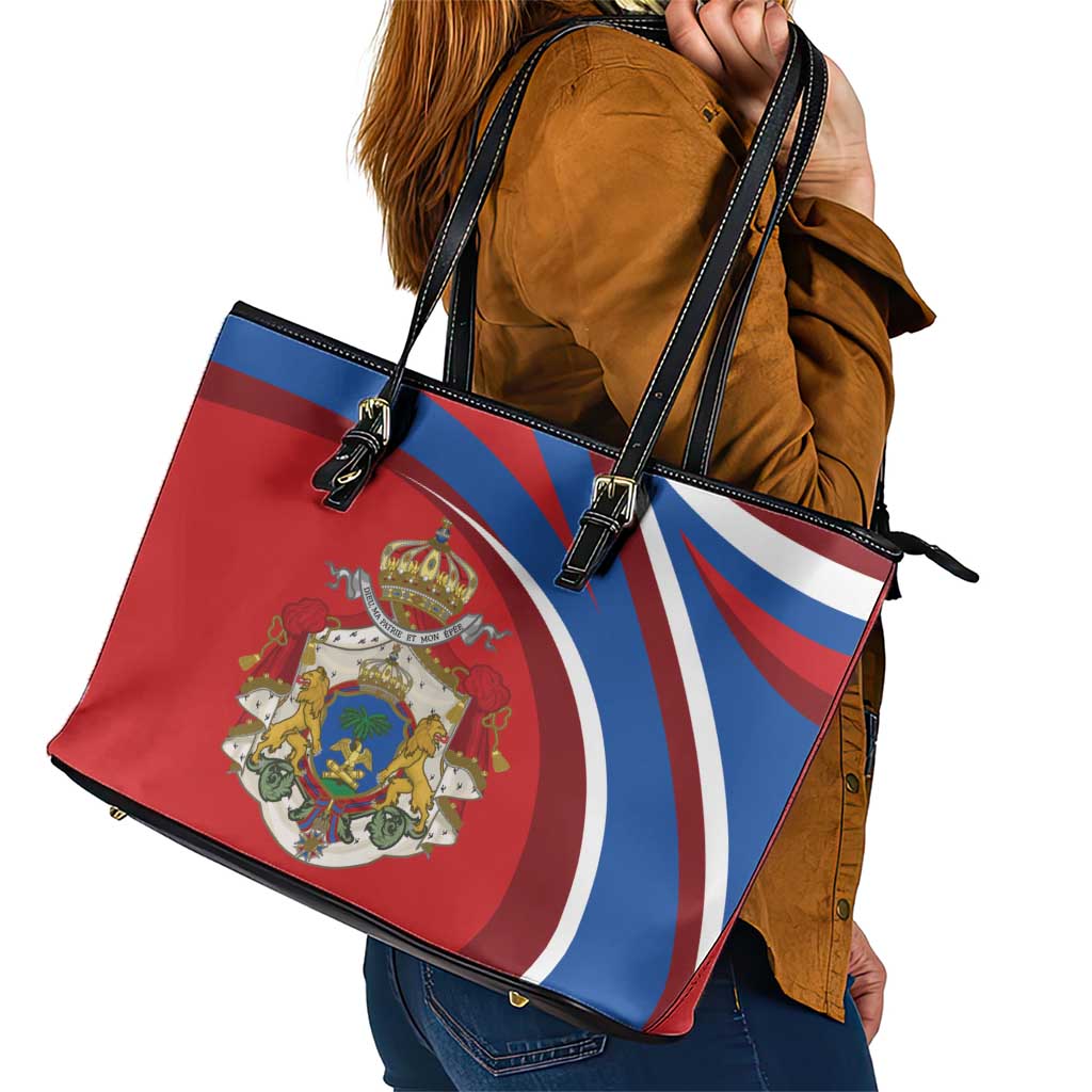 Second Empire of Haiti Personalized Leather Tote Bag Imperial Flag of Haiti 1849-1859