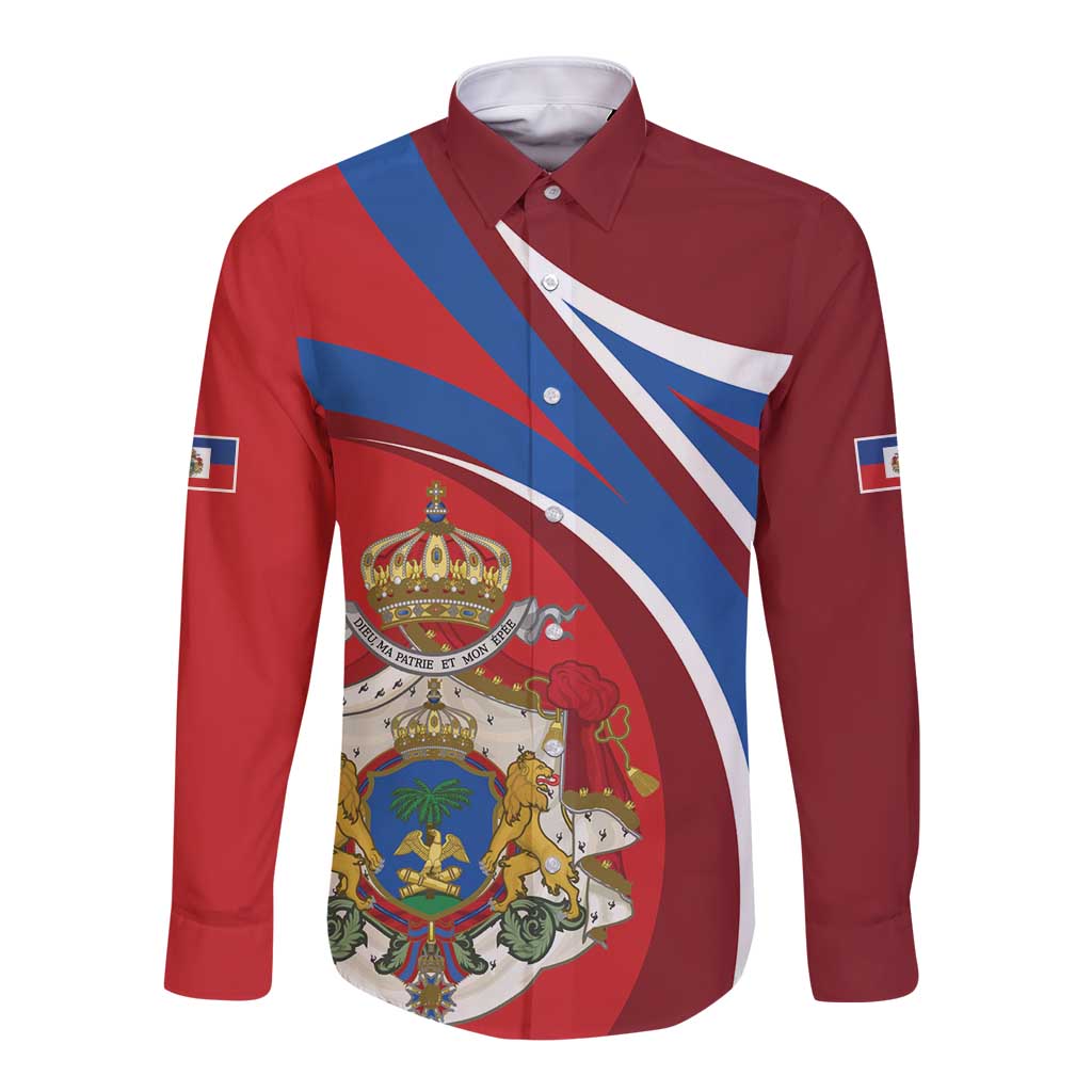 Second Empire of Haiti Personalized Long Sleeve Button Shirt Imperial Flag of Haiti 1849-1859