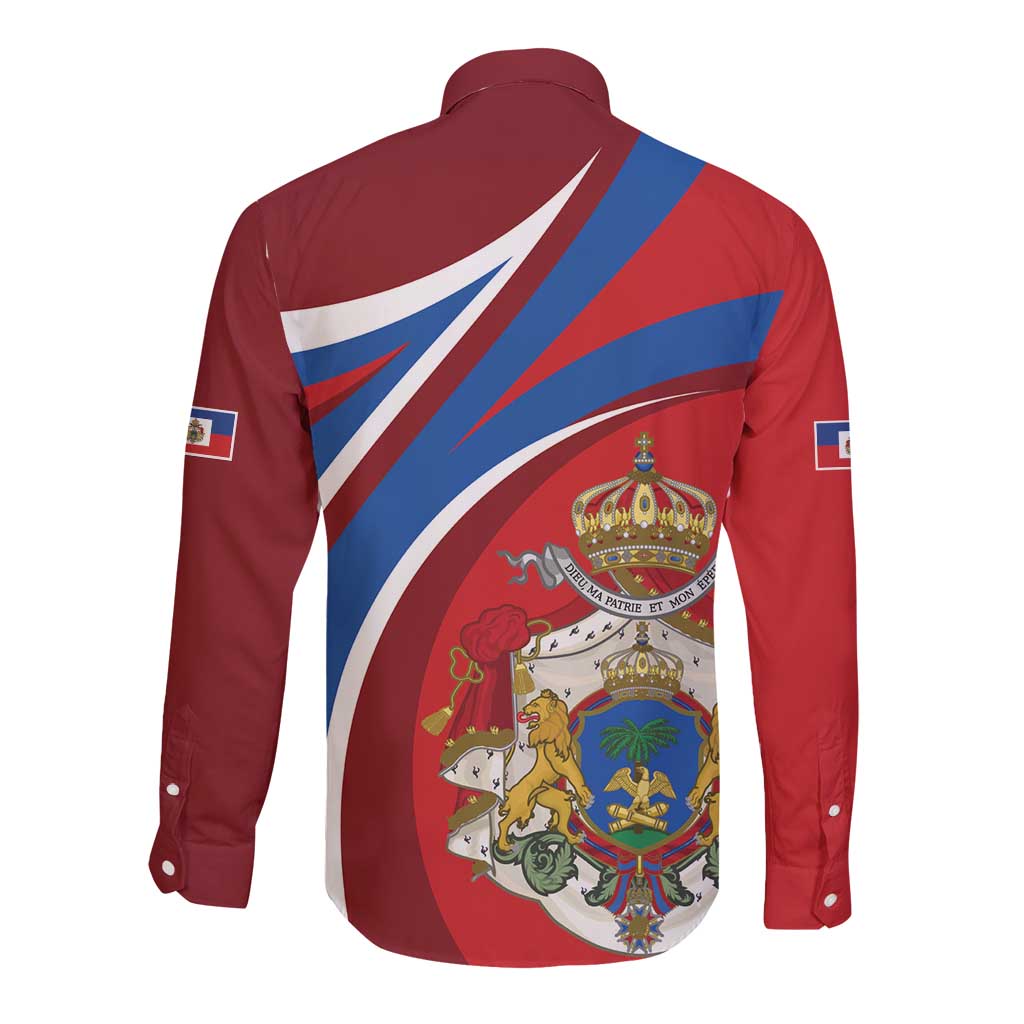 Second Empire of Haiti Personalized Long Sleeve Button Shirt Imperial Flag of Haiti 1849-1859