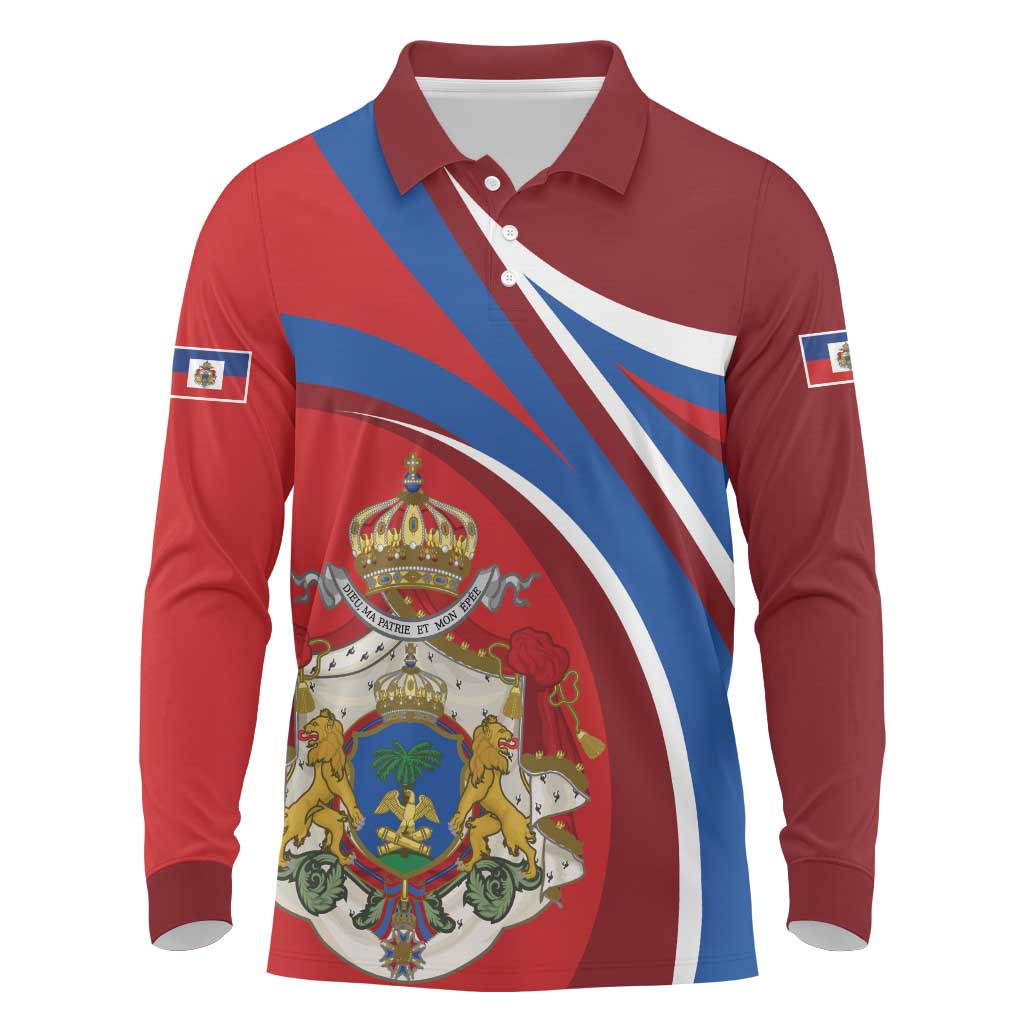 Second Empire of Haiti Personalized Long Sleeve Polo Shirt Imperial Flag of Haiti 1849-1859