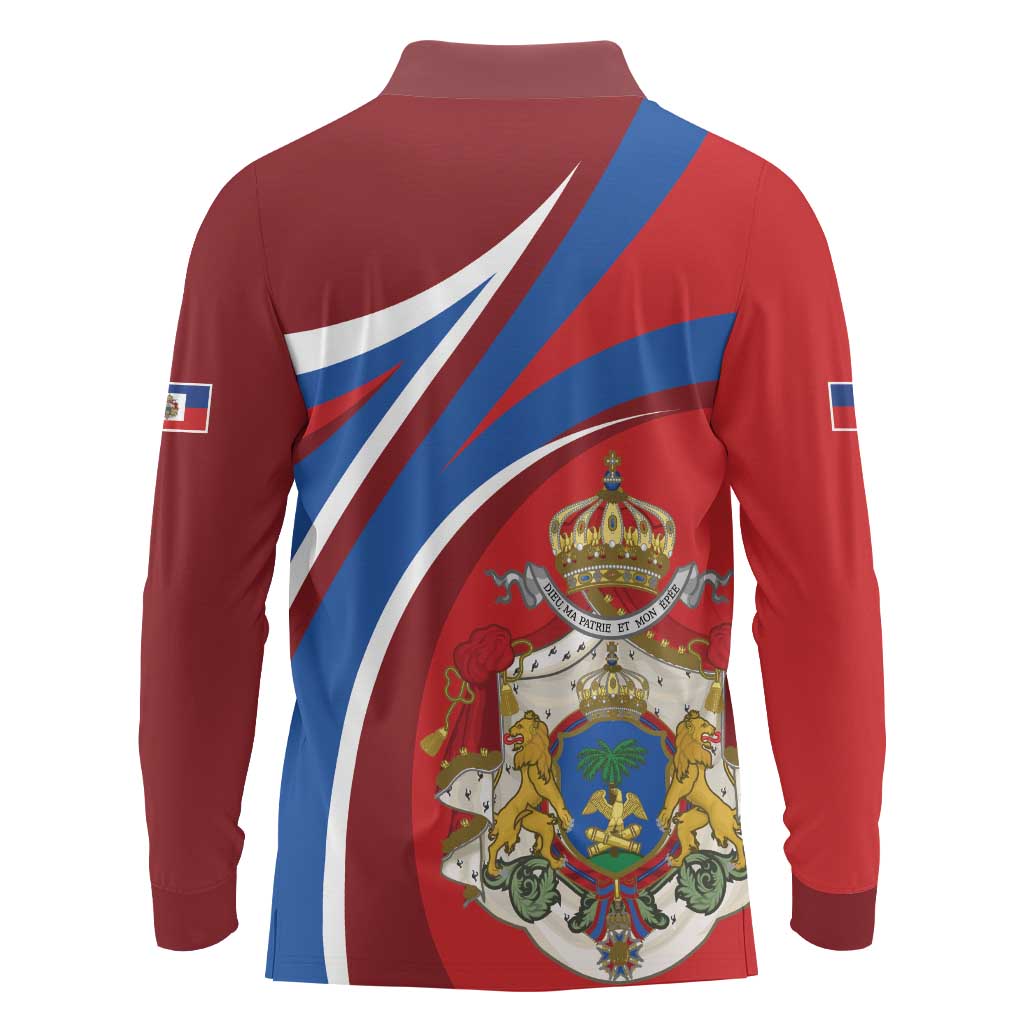 Second Empire of Haiti Personalized Long Sleeve Polo Shirt Imperial Flag of Haiti 1849-1859
