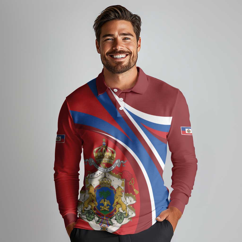 Second Empire of Haiti Personalized Long Sleeve Polo Shirt Imperial Flag of Haiti 1849-1859