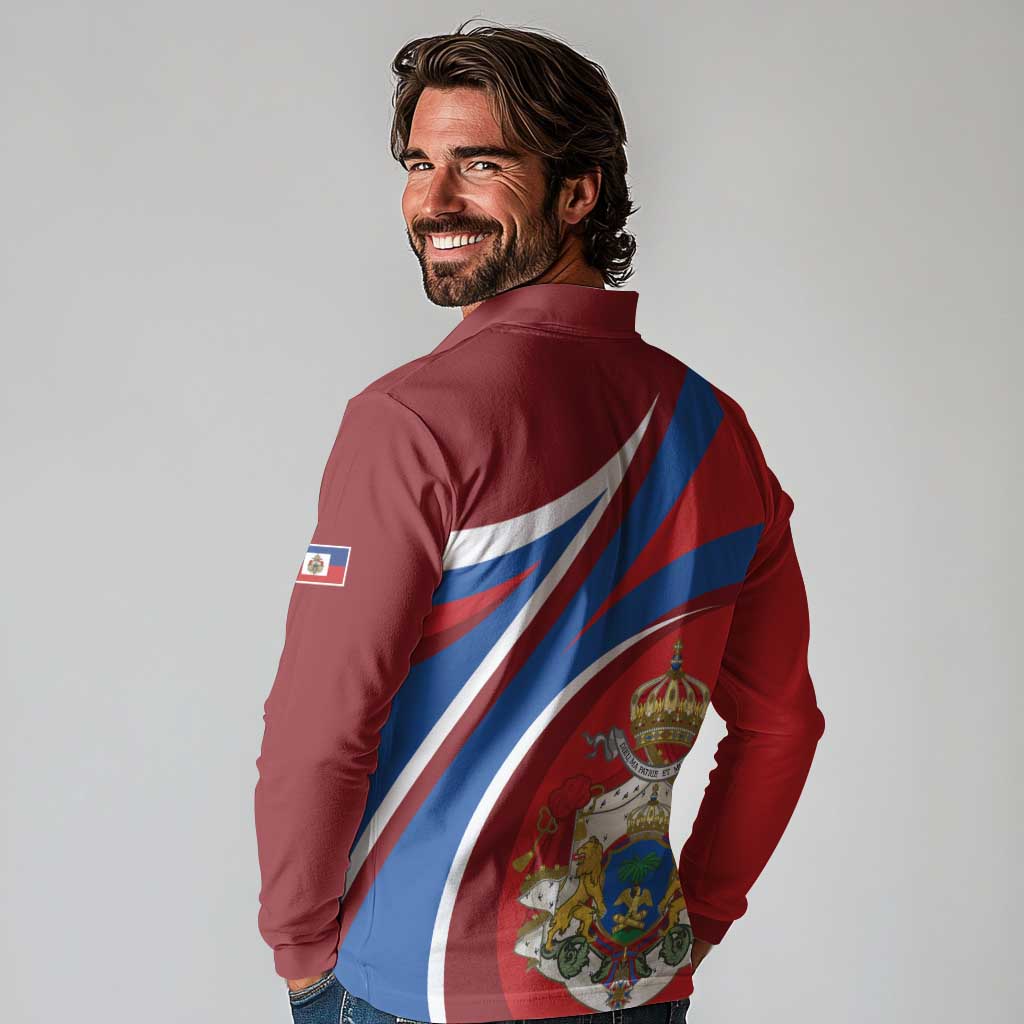 Second Empire of Haiti Personalized Long Sleeve Polo Shirt Imperial Flag of Haiti 1849-1859