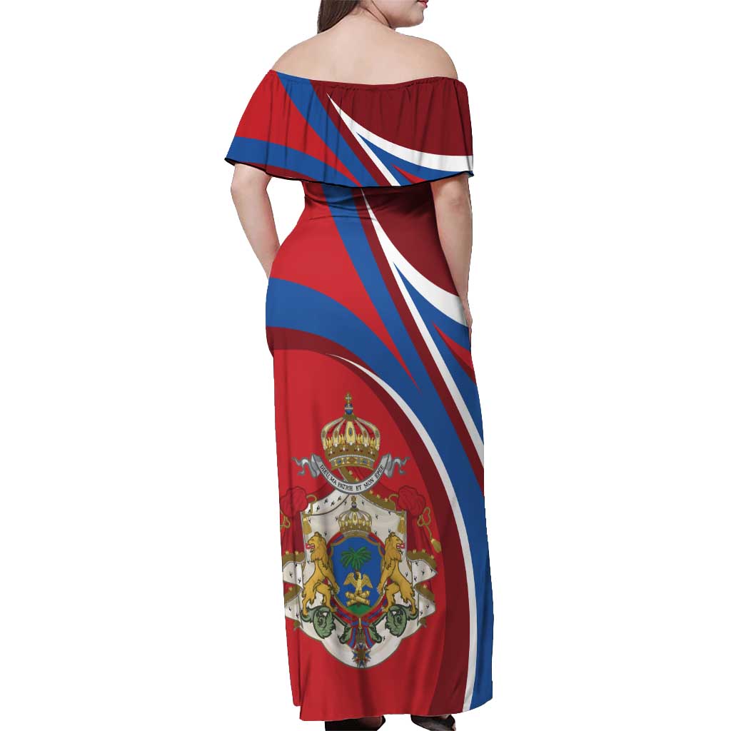 Second Empire of Haiti Personalized Off Shoulder Maxi Dress Imperial Flag of Haiti 1849-1859