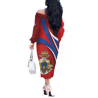 Second Empire of Haiti Personalized Off The Shoulder Long Sleeve Dress Imperial Flag of Haiti 1849-1859