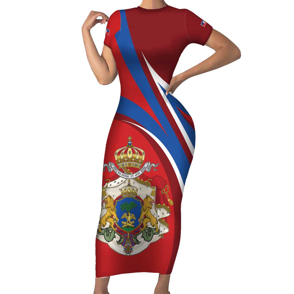 Second Empire of Haiti Personalized Short Sleeve Bodycon Dress Imperial Flag of Haiti 1849-1859