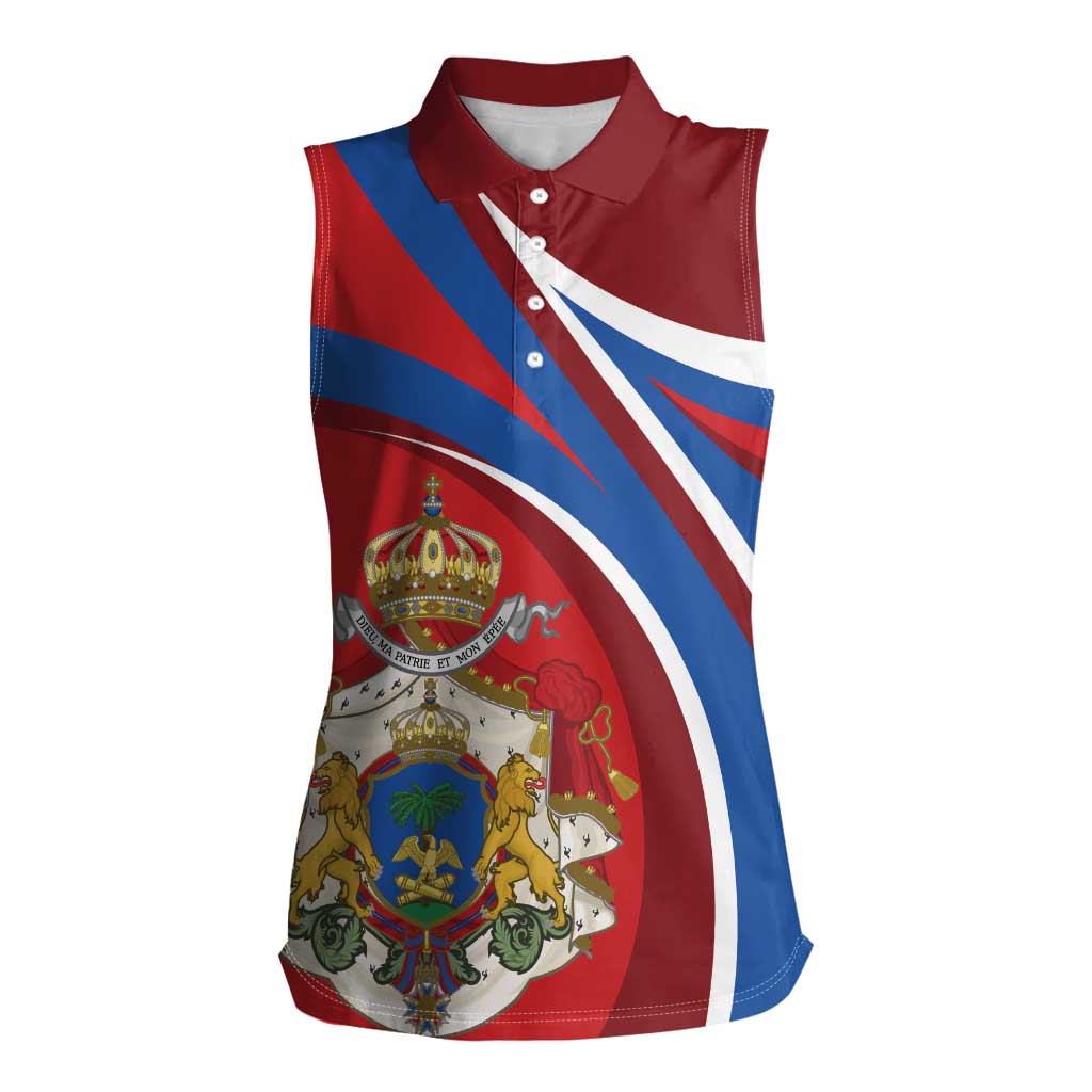 Second Empire of Haiti Personalized Women Sleeveless Polo Shirt Imperial Flag of Haiti 1849-1859
