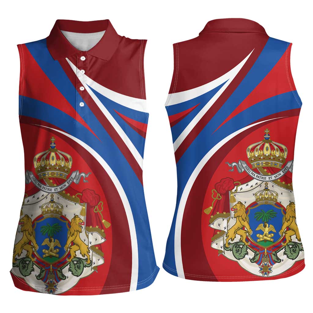 Second Empire of Haiti Personalized Women Sleeveless Polo Shirt Imperial Flag of Haiti 1849-1859