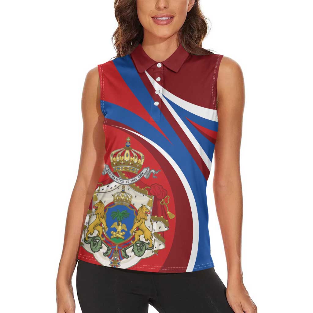 Second Empire of Haiti Personalized Women Sleeveless Polo Shirt Imperial Flag of Haiti 1849-1859