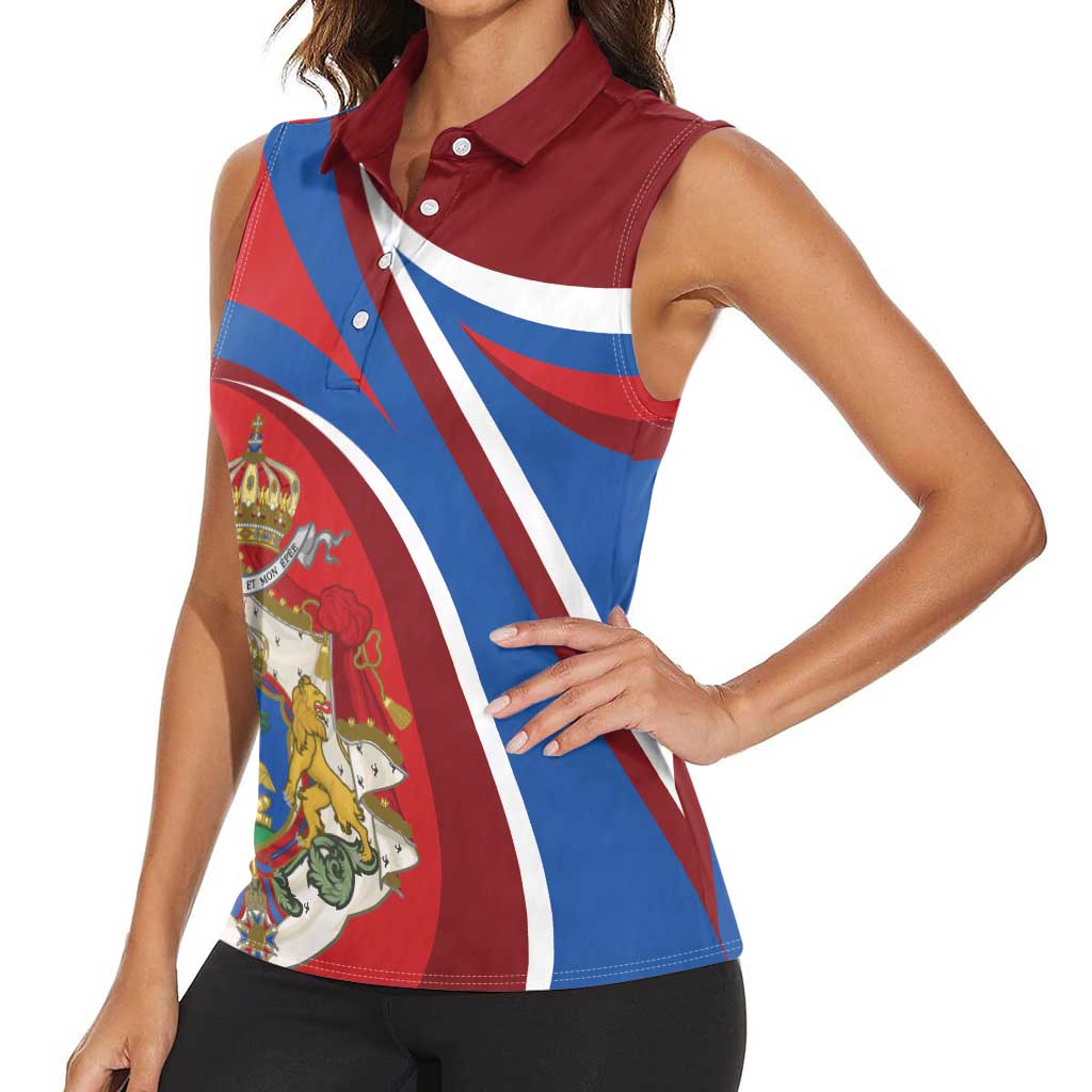 Second Empire of Haiti Personalized Women Sleeveless Polo Shirt Imperial Flag of Haiti 1849-1859