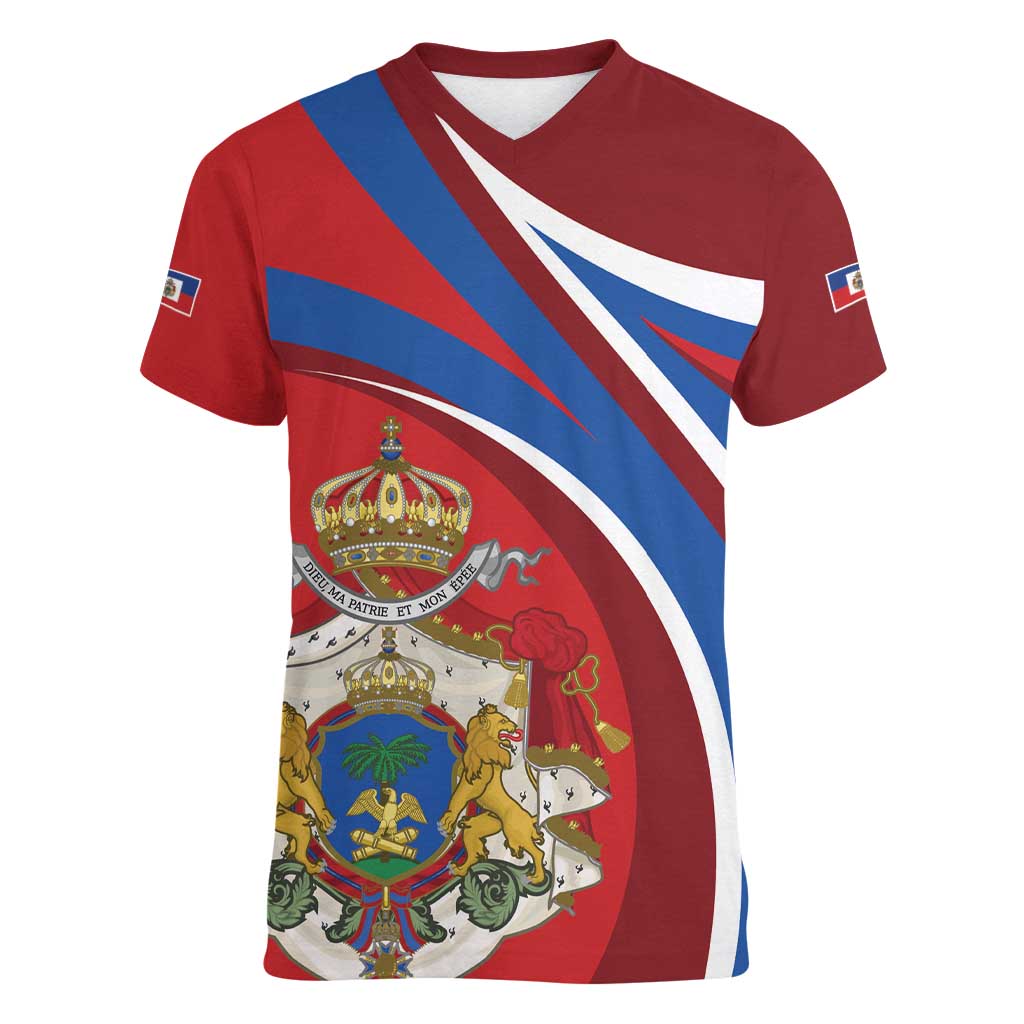 Second Empire of Haiti Personalized Women V-Neck T-Shirt Imperial Flag of Haiti 1849-1859