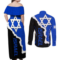 Israel Couples Matching Off Shoulder Maxi Dress and Long Sleeve Button Shirts Stars of David Sporty Style LT9 - Wonder Print Shop