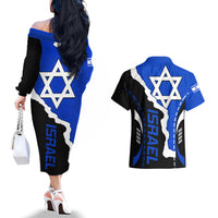 Israel Couples Matching Off The Shoulder Long Sleeve Dress and Hawaiian Shirt Stars of David Sporty Style LT9 - Wonder Print Shop