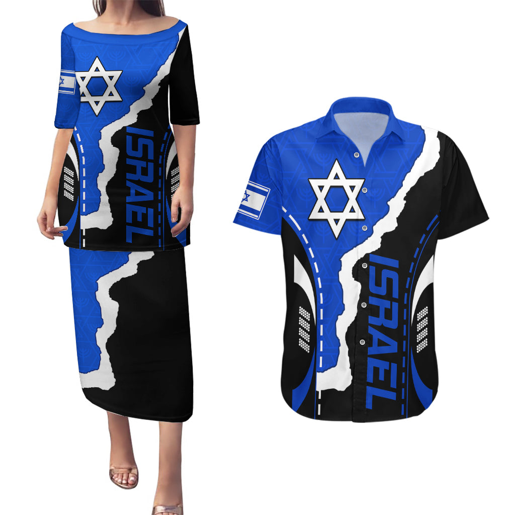 israel-couples-matching-puletasi-dress-and-hawaiian-shirt-stars-of-david-sporty-style
