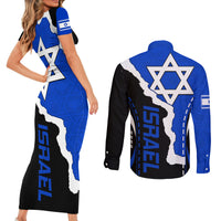 Israel Couples Matching Short Sleeve Bodycon Dress and Long Sleeve Button Shirts Stars of David Sporty Style LT9 - Wonder Print Shop