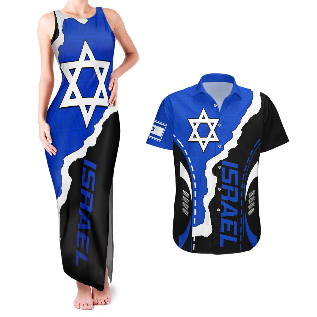Israel Couples Matching Tank Maxi Dress And Hawaiian Shirt Stars of David Sporty Style LT9 - Wonder Print Shop
