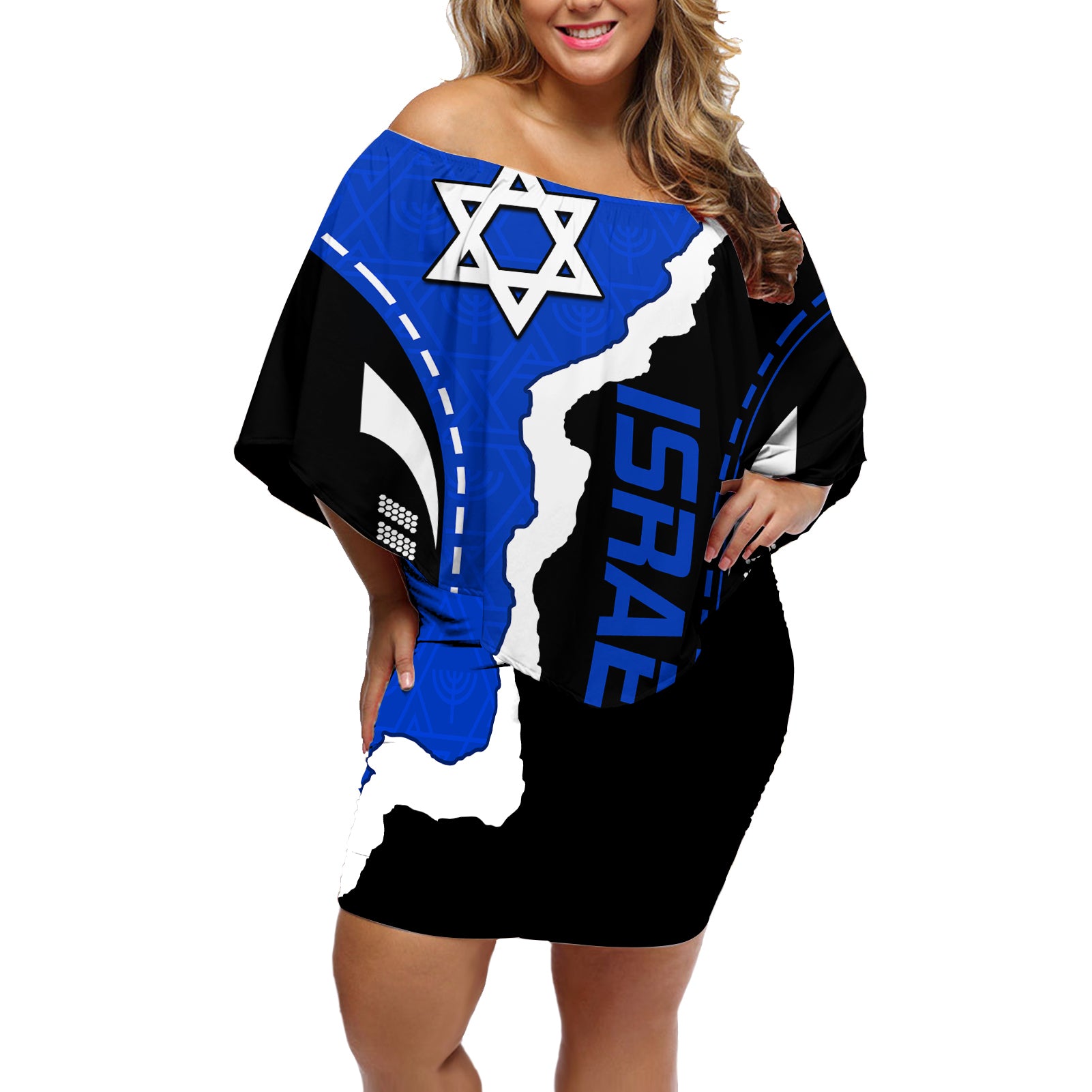 israel-off-shoulder-short-dress-stars-of-david-sporty-style