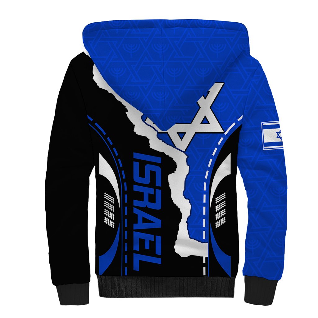 Israel Sherpa Hoodie Stars of David Sporty Style - Wonder Print Shop