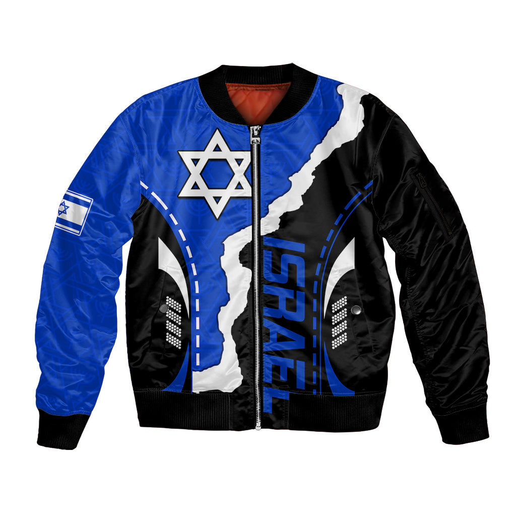 Israel Sleeve Zip Bomber Jacket Stars of David Sporty Style - Wonder Print Shop