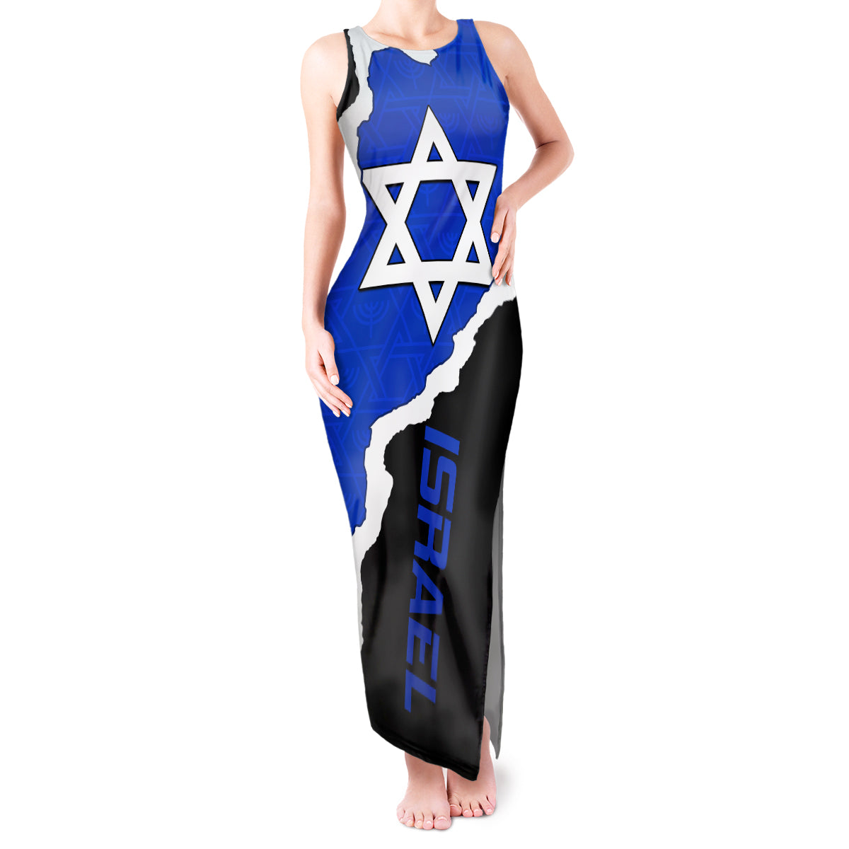 Israel Tank Maxi Dress Stars of David Sporty Style - Wonder Print Shop