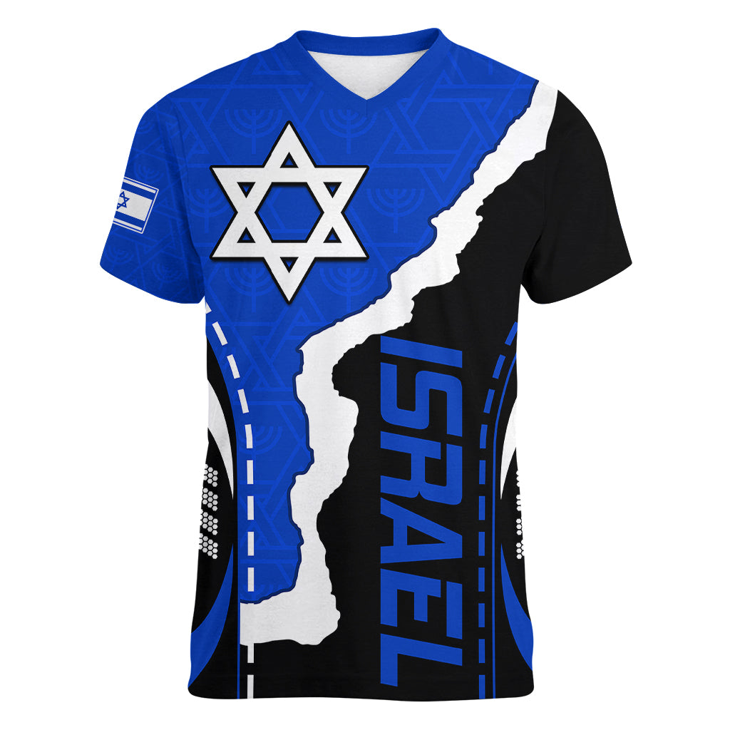 israel-women-v-neck-t-shirt-stars-of-david-sporty-style