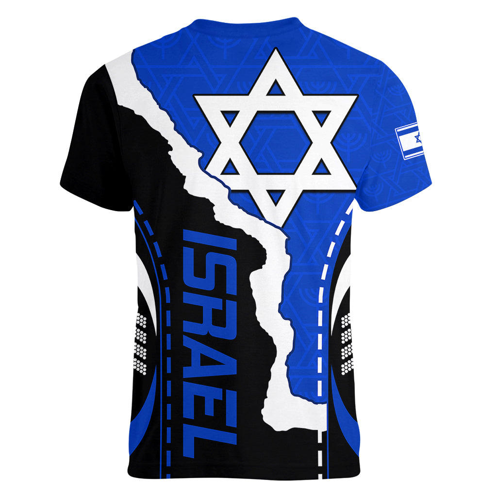 Israel Women V Neck T Shirt Stars of David Sporty Style - Wonder Print Shop