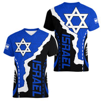 Israel Women V Neck T Shirt Stars of David Sporty Style - Wonder Print Shop