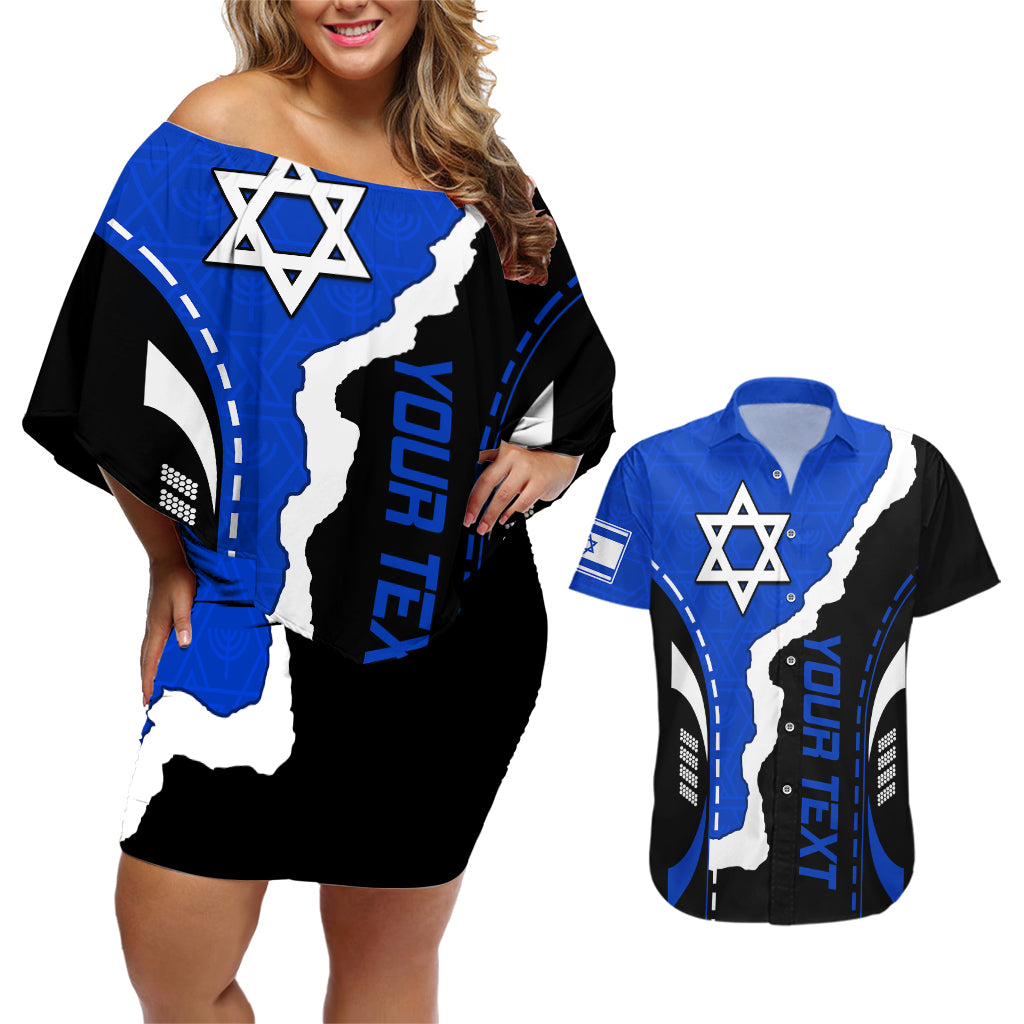 Custom Israel Couples Matching Off Shoulder Short Dress and Hawaiian Shirt Stars of David Sporty Style LT9 - Wonder Print Shop