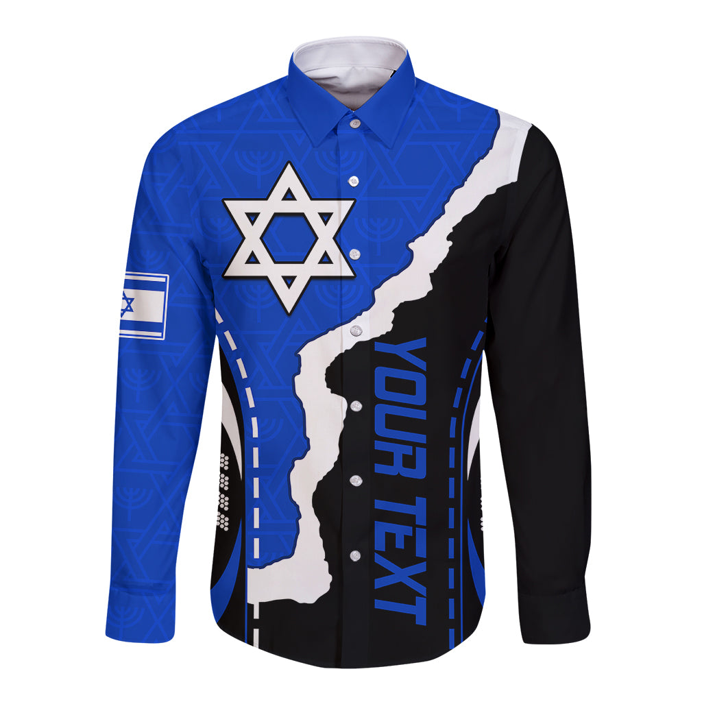 Custom Israel Long Sleeve Button Shirt Stars of David Sporty Style - Wonder Print Shop