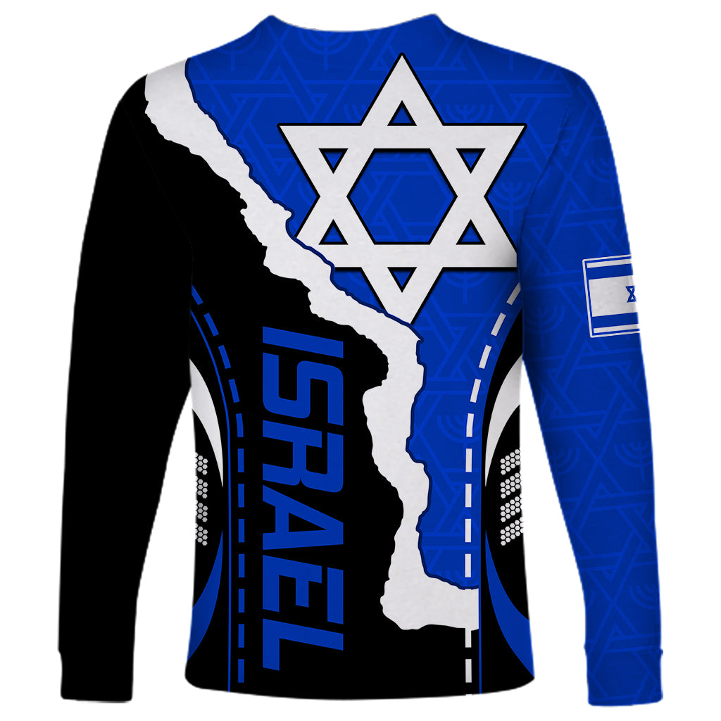 Custom Israel Long Sleeve Shirt Stars of David Sporty Style - Wonder Print Shop
