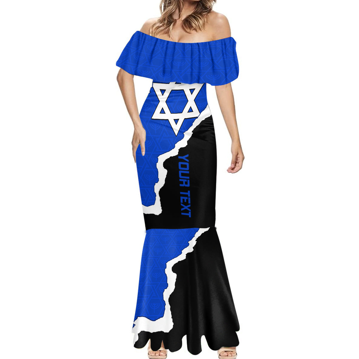 Custom Israel Mermaid Dress Stars of David Sporty Style - Wonder Print Shop