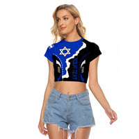 Custom Israel Raglan Cropped T Shirt Stars of David Sporty Style - Wonder Print Shop