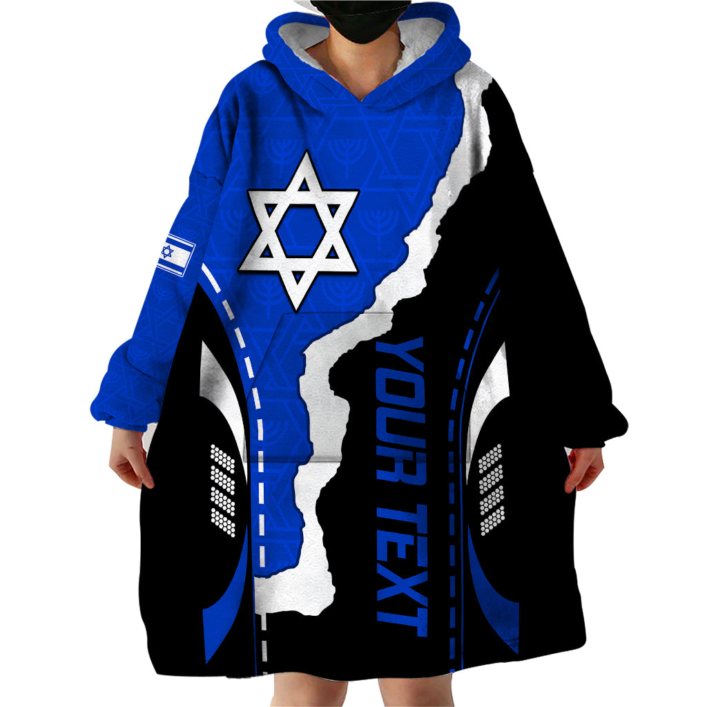 Custom Israel Wearable Blanket Hoodie Stars of David Sporty Style - Wonder Print Shop